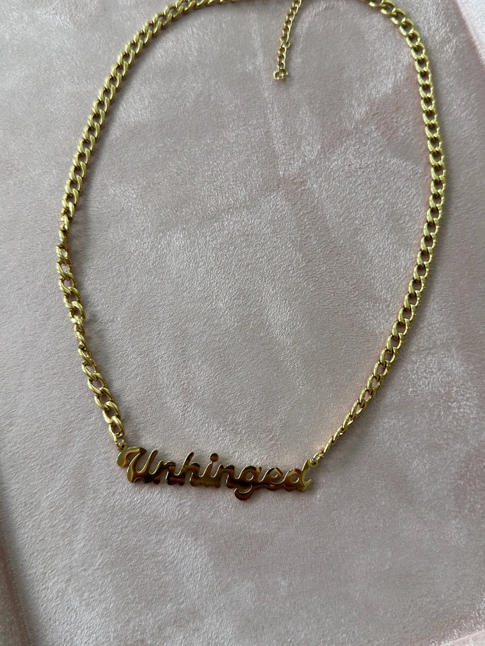 Gold Script Unhinged Necklace – Gold Tone